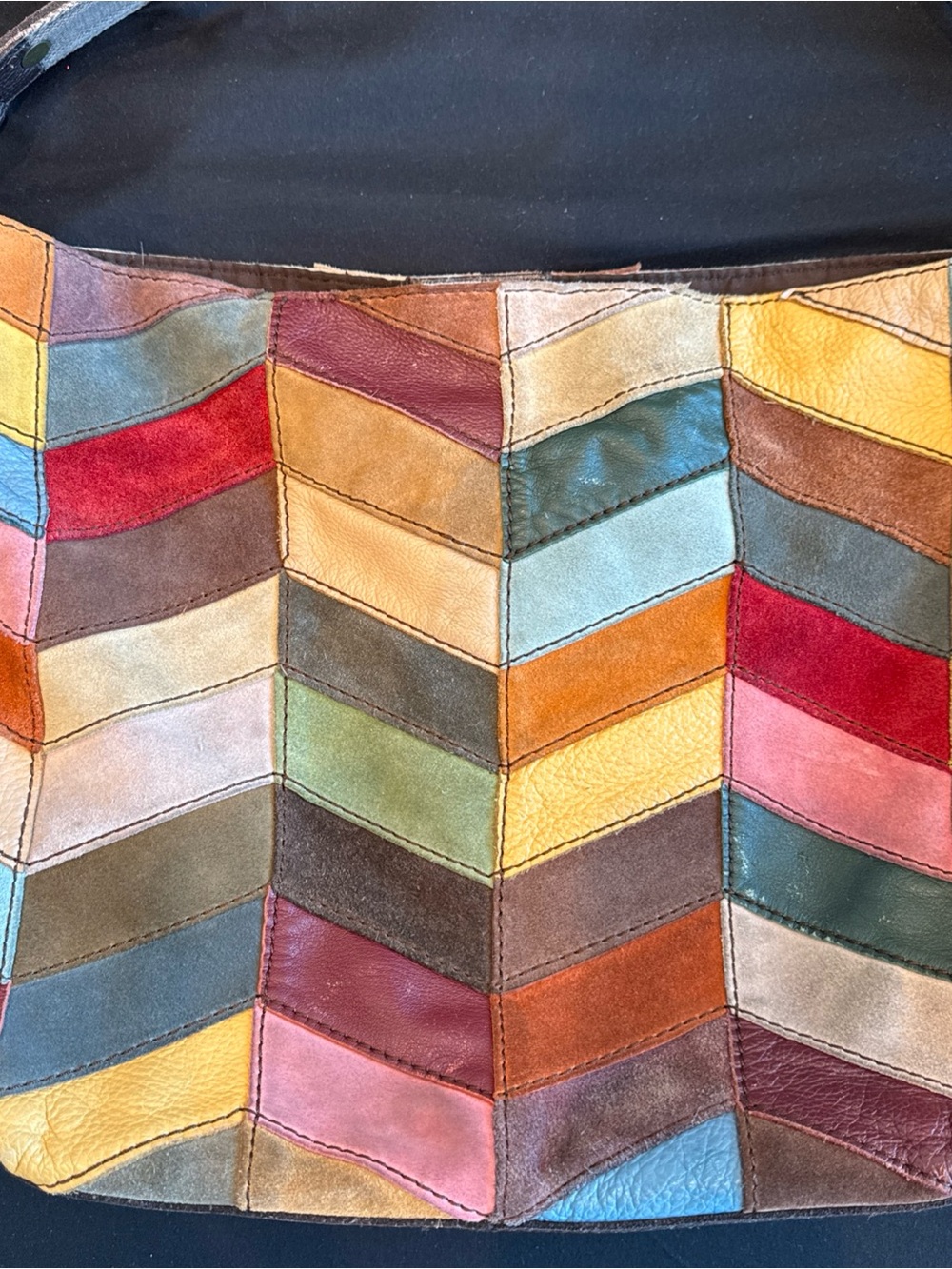 Lucky Brand Multicolor Chevron Patchwork Shoulder Bag - Picture 2 of 8
